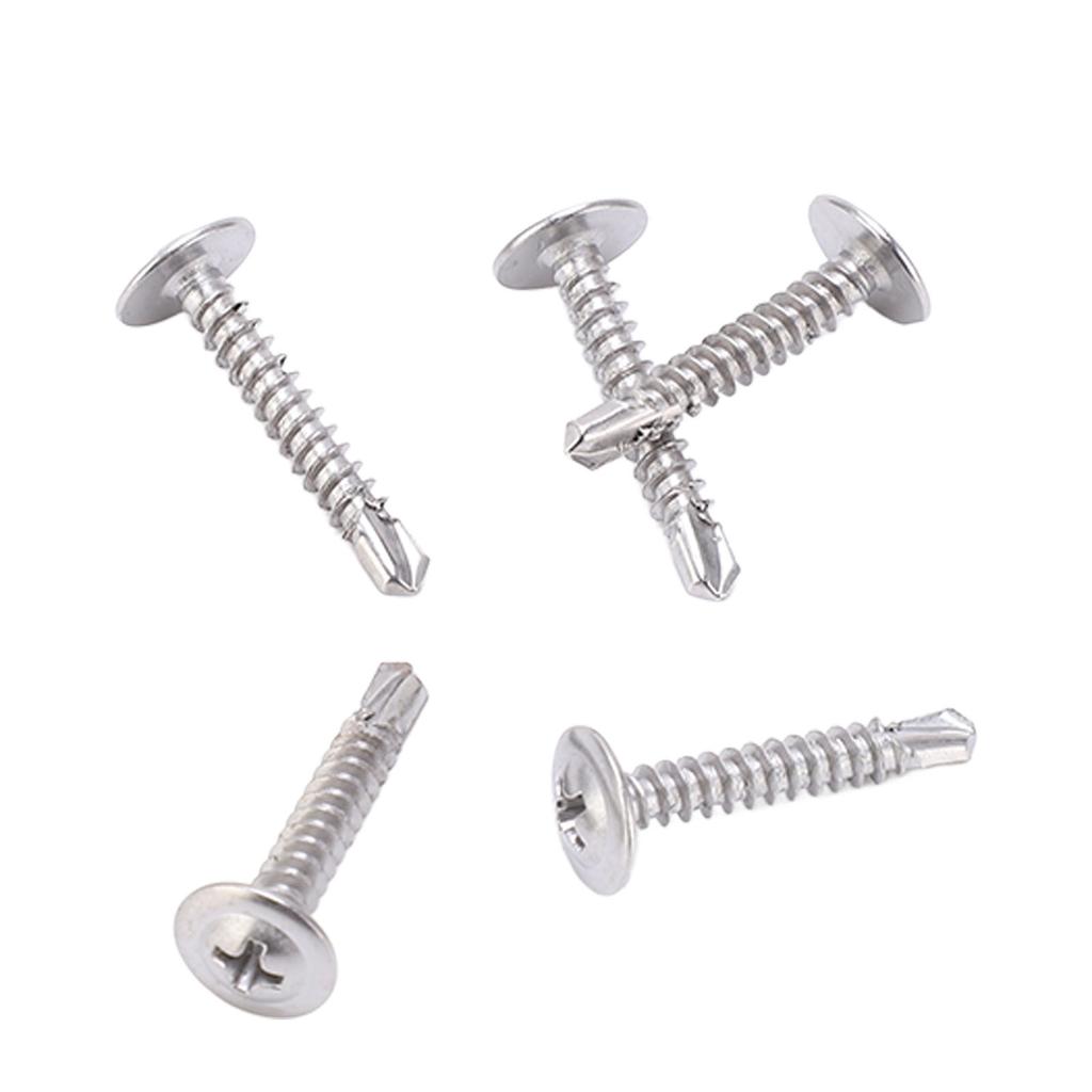 100Pcs Self Drilling Screw M4.2x25 Round Washer Stainless Steel Fastener Accessory Set Kit