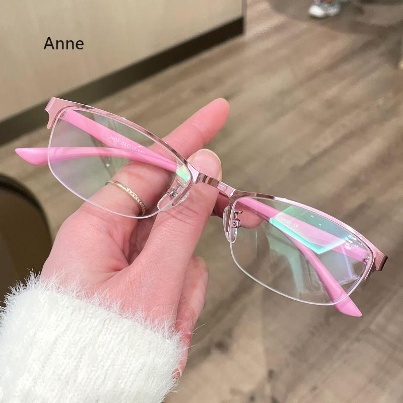 Myopia Glasses Women Fashion Glasses Metal Half Rim Oval Eyeglass Frame For Prescription Lenses Reading