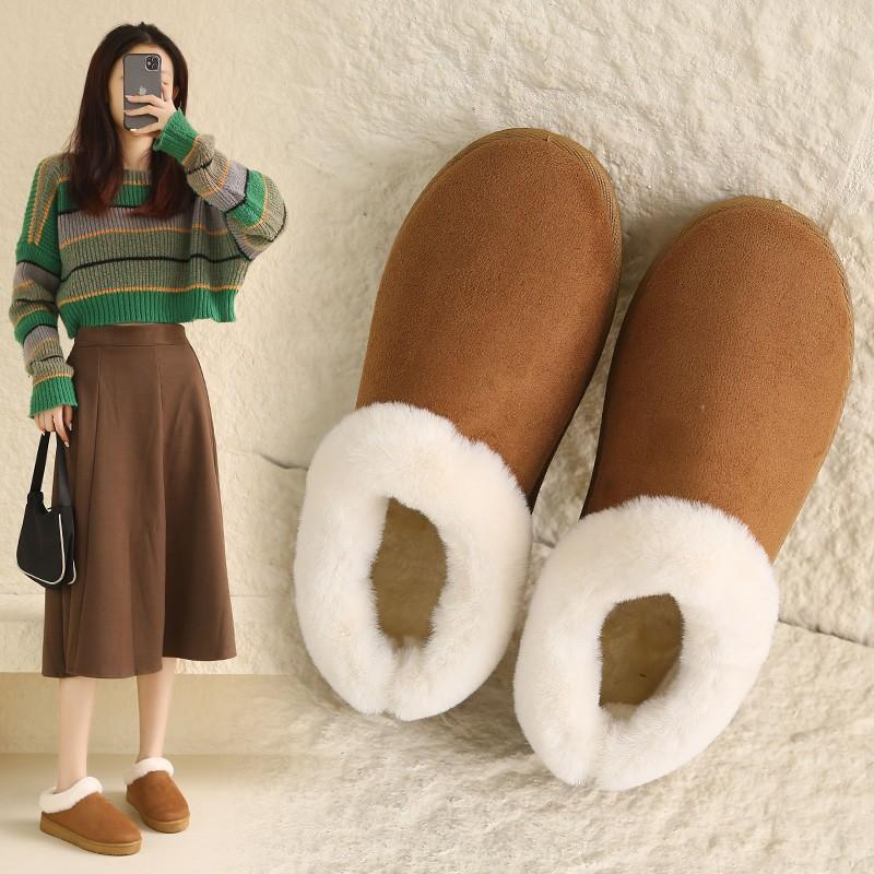 Mao Mao snow boots women's winter new thick-soled short tube thickened one pedal lazy light cotton shoes