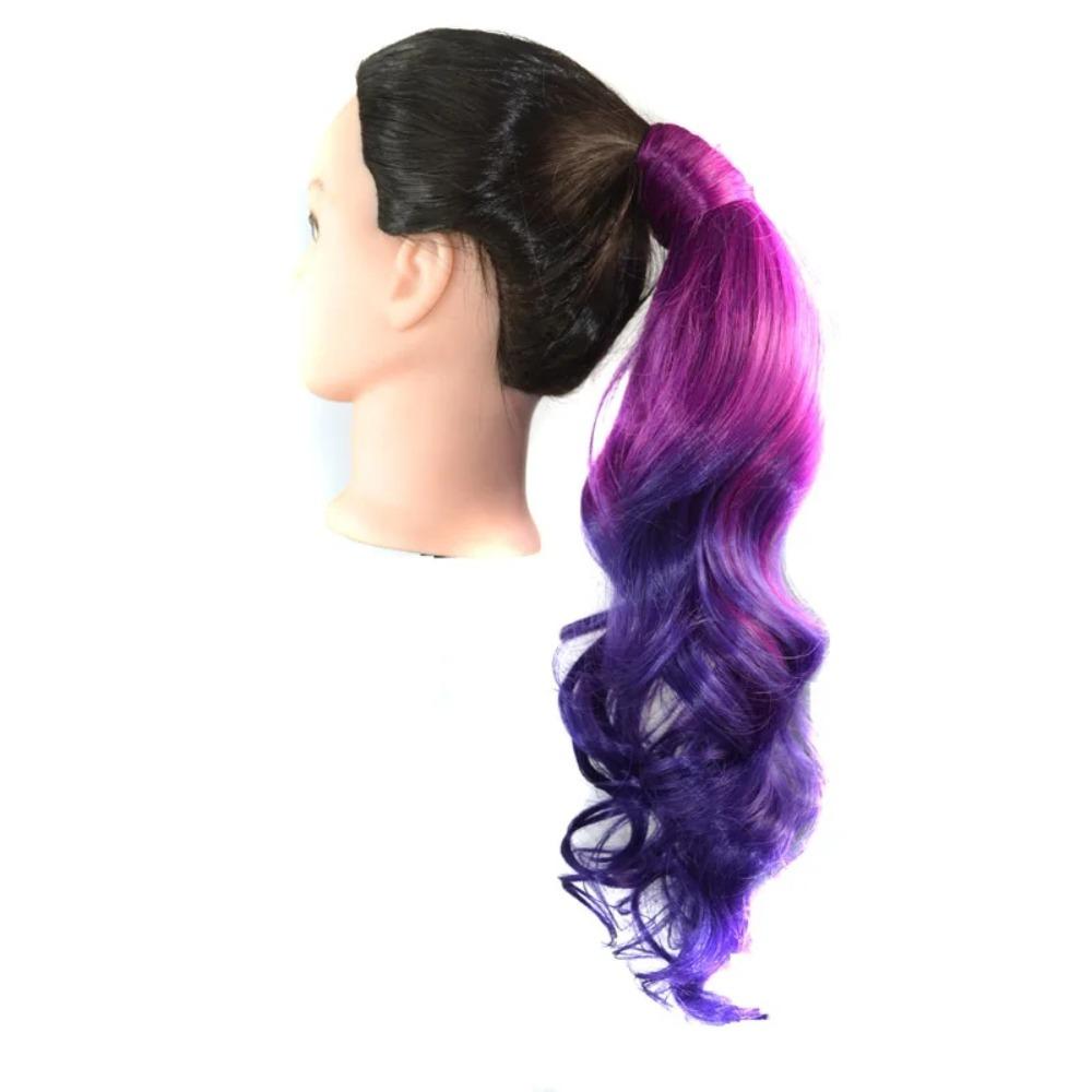 Wavy Ponytail Hair Extension Colored Gradient Hair Piece Fashion Ponytail Wig  Women