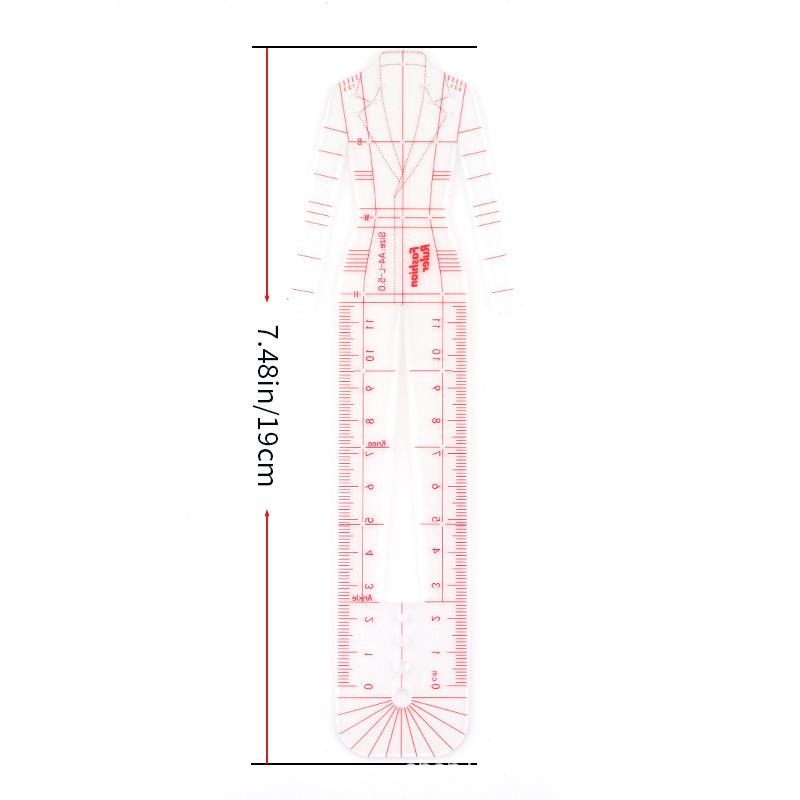 

1Pcs Clear Illustration Diy Quilting Clothing Design Rulers Fashion Drawing Template Ruler For Drafting Clothing Designers A9
