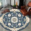 Blue and white checkered Flannel-printed round floor mats are slip-resistant Suitable for living bedroom terrace garden carpets
