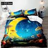 White Mushroom Bedding Set Duvet Cover Full Size Green Plant Botanical Comforter Quilt Cover 2 Pillow Shams for Women Girls