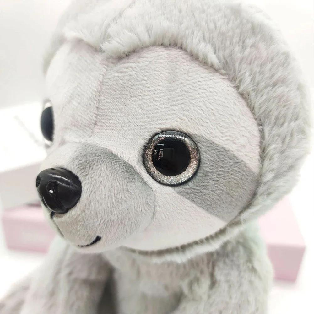 25CM Cuddly Sloth Plush Toy Big Eyes Soft Comfort Throw Pillow Grey Brown Koala Doll for Friends Christmas Birthday Gift