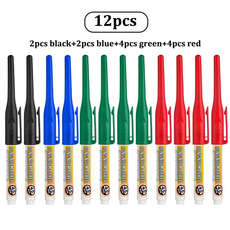 45mm Long Nib Marker,Carpenter's Deep Hole Marking Pen,2mm Tip,A Duration of 72 Hours,Waterproof Non-Erasable,Long Headed Pen