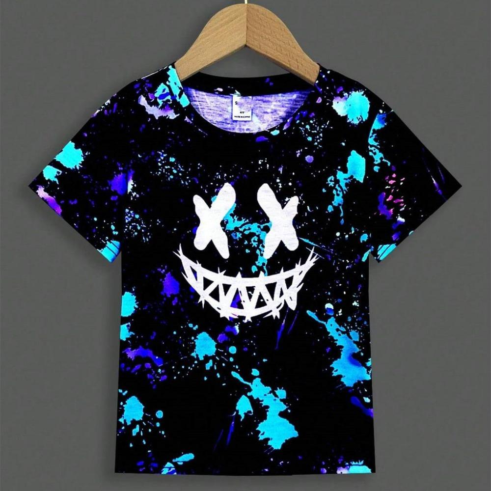 T-shirt Street Fashion per Bambini Manica Corta Stampa Hip Hop T-shirt Ragazzo T-shirt Pullover Abbigliamento Ragazza