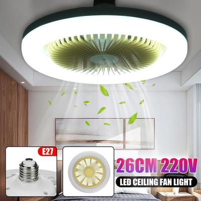 E27 Modern LED Ceiling Lamp Built-in Fan Bulb E27 Wireless Connection Ceiling Fan with Light Living Room