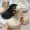 Kids' Genuine Leather Boots - 2025 New Autumn/Winter Velvet Lined Soft Sole Martin Boots for Girls and Boys