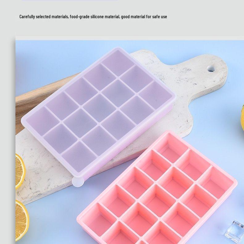 Food Grade Silicone Ice Cube Tray with Lid - Large Commercial and Household Mold