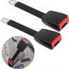 2Pcs Car Seat Belt Extension Clips - 25cm Universal Buckle Extenders, Black, High-Strength Stainless Steel, One-Button Install
