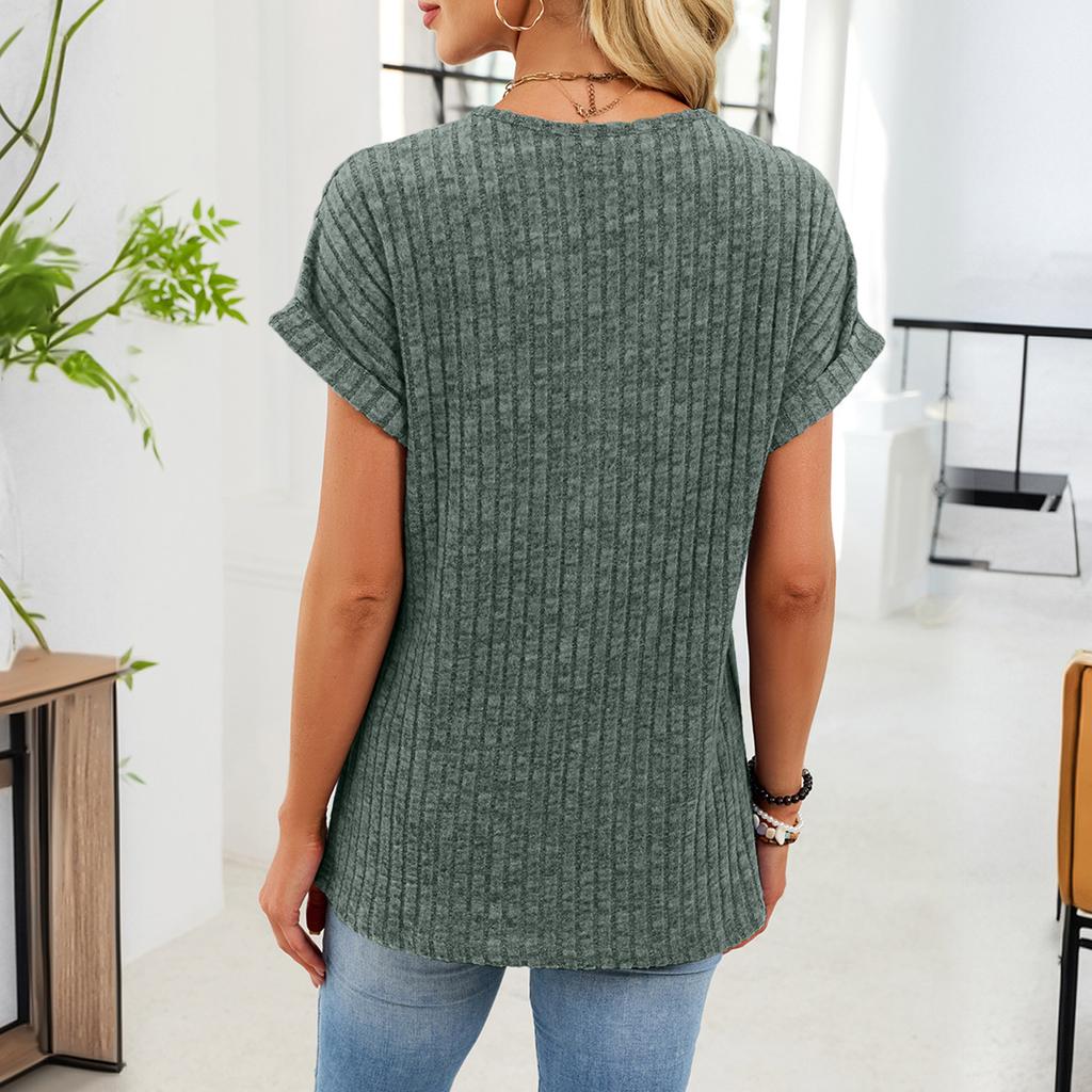 Women's Casual Fashion Comfortable V-Neck Button-Up Loose-Fit Top