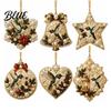 2D Acrylic Santa Flat Holiday Pcs Pearl Christmas Ornaments 6 Art Ornaments Tree Pendant Creative Effect Hanging Decoration for