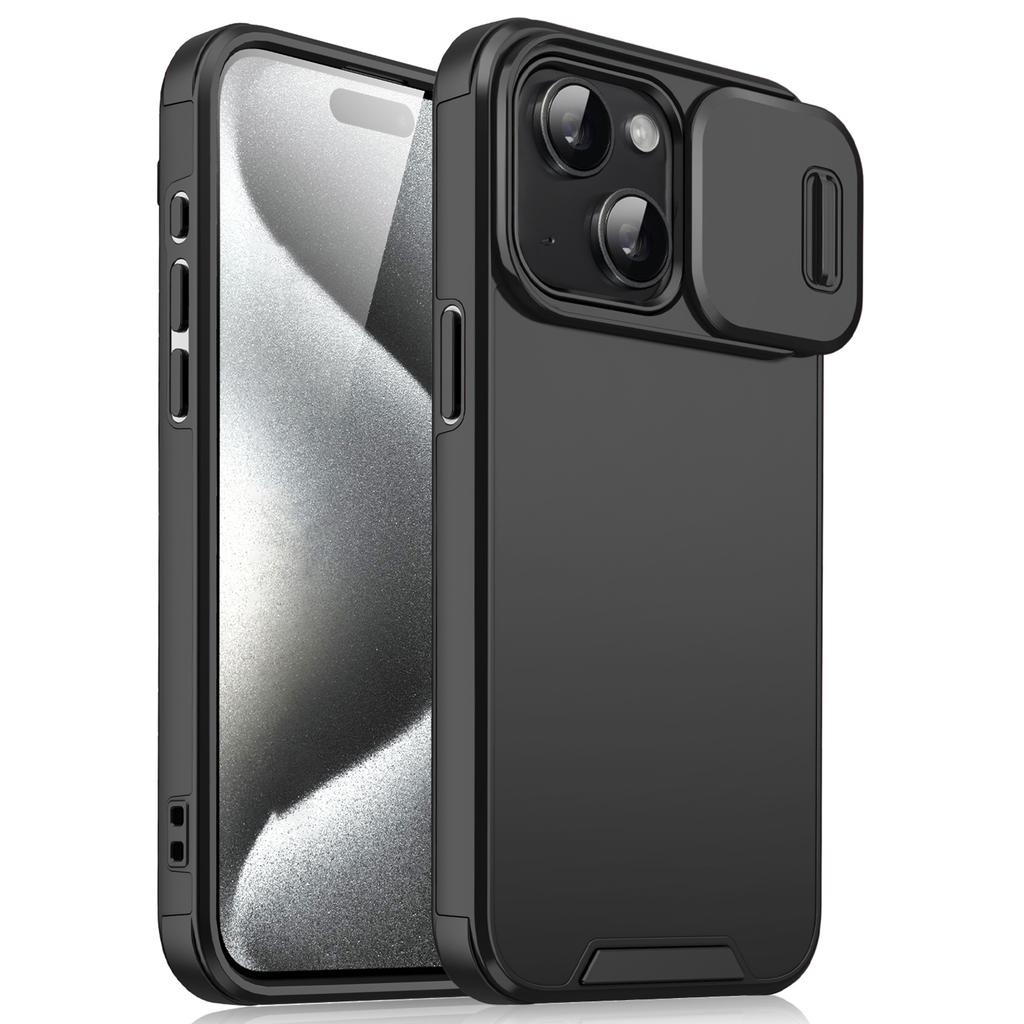 Pro pouzdro na iPhone 15 s posuvným krytem kamery PC+TPU Ochranný kryt telefonu