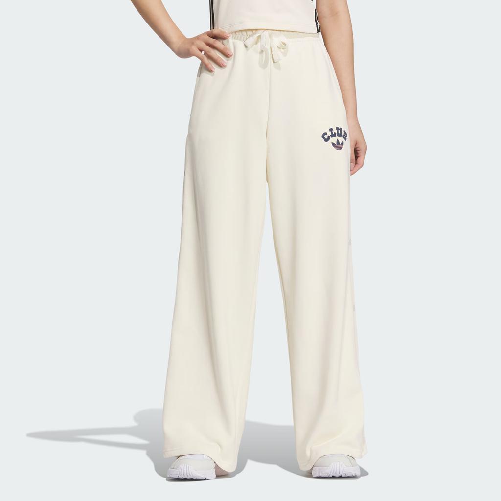 adidas Originals FW24 Collegiate Wide Leg Sweat Joggers Side Opening Button Loose Fit Drawstring Knit Sports Pants Women Joggers Off-White JD6372