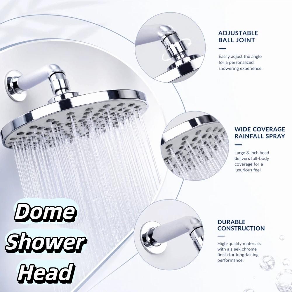 Premium Material Round Shower Head Chrome Plated Finish Concealed Mount Showerhead Apartment