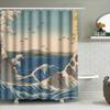 Ocean Wave Shower Curtain – Japanese Art Print Decor For Bathrooms Soft Fabric Material Waterproof Bathroom Accessories Blue Wat