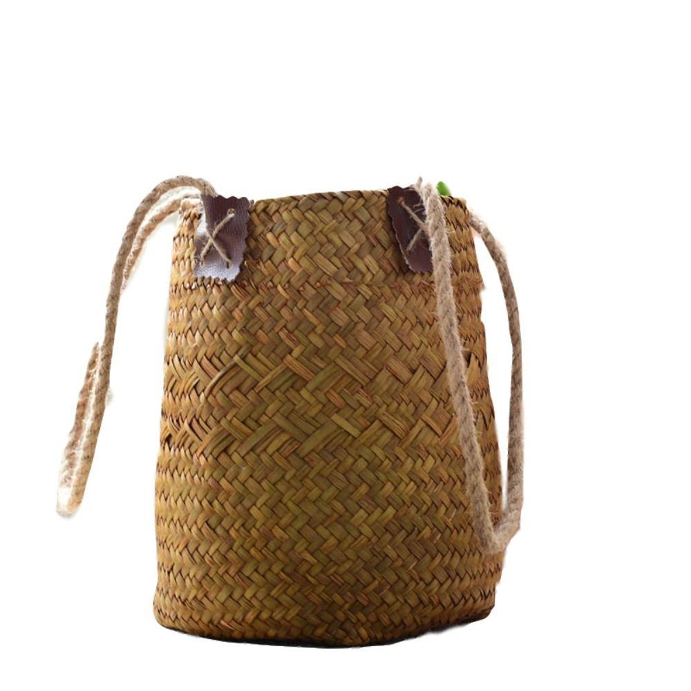 Handmade Grass Woven Flower Basket Creative Braided Flower Basket  Indoor Outdoor