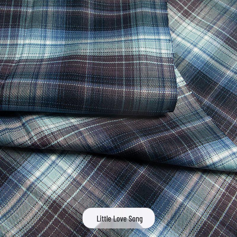 Japanese Plaid Pleated Skirt Fabric - Yarn-Dyed Polyester for DIY Scrunchies & Crafts