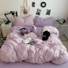 Washed Cotton Bedding Set Solid Color Brushed Bed Sheets Dorm Home
