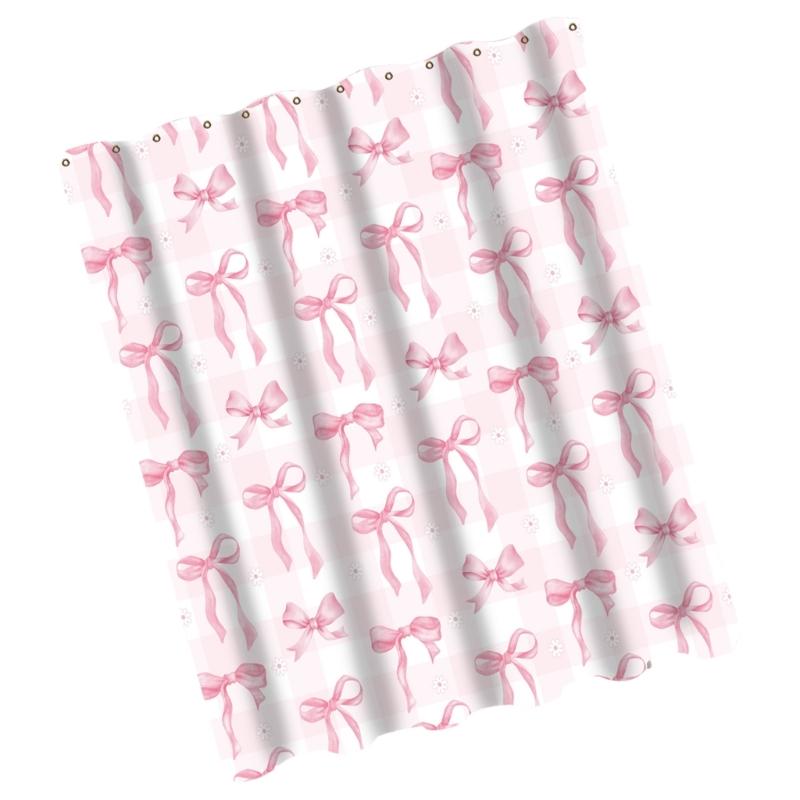 Waterproof Shower Curtain Vibranted Watercolor Bows Design Polyester Bathroom Decoration Easy To Clean