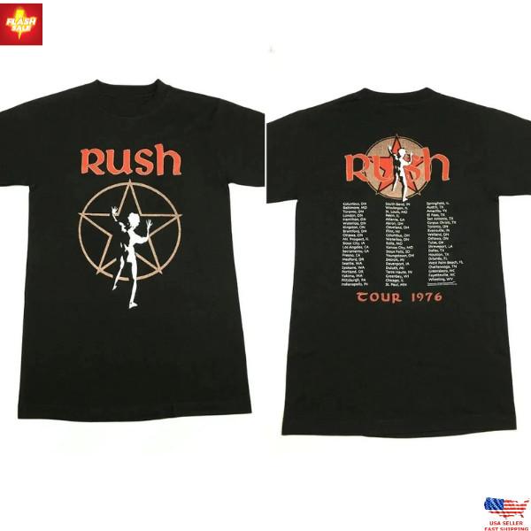 Trending RUSH TOUR 1976 VTG 2006 T-SHIRT VINTAGE BLACK PRINT T SHIRT - FAST Deli Unisex T-Shirt XXXXL