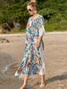 EDOLYNSA Bohemian Chiffon Printed Damenkleid Strandtunika Beachwear Kaftan Badeanzug Cover Up Pplus Size Kaftan Q1176