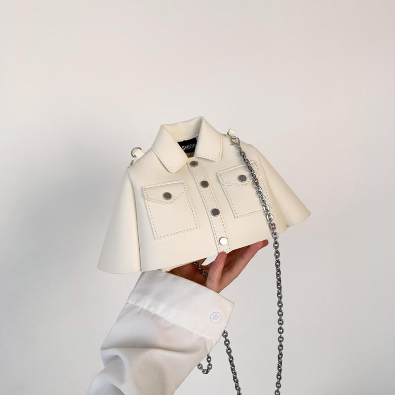 Trendy Pu Square Shape Shoulder Bag With Chain Strap Clothing Appearance Design For Daily Fashion