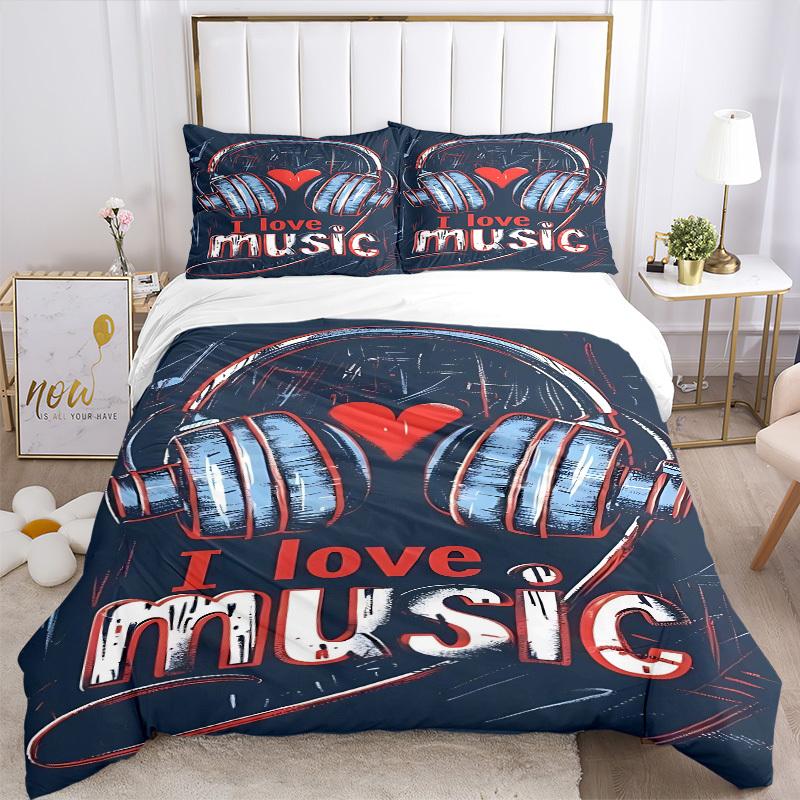 3pcs Music Lover Duvet Cover Set, Soft Comfortable Duvet Cover,Guest Room (1*Duvet Cover + 2*Pillowcase, Without Core) yy251104099