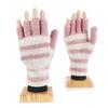Striped Pattern Glove Plush Fingerless Mittens with Flip Top Knitted Gloves