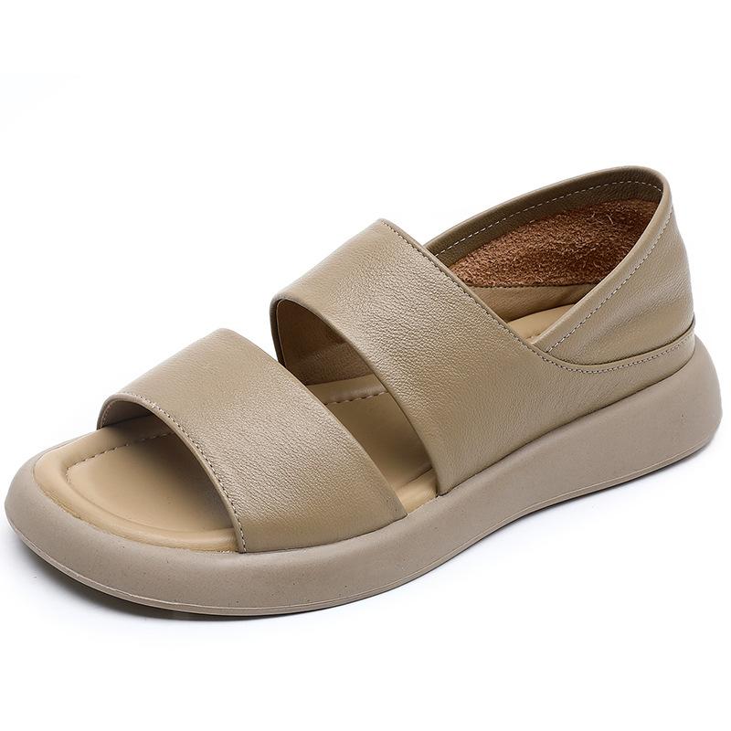 Fashion GKTINOO Women Sandals Large Size Summer New Genuine Leather Beach Sandals Thick Sole Fashion Open Toe Roman Women's Shoes