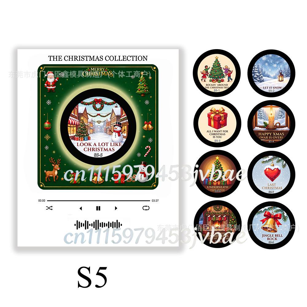 2026 Christmas Music Box Refrigerator Magnet Ambient Night Light Acrylic Music Player With 9 Replaceable Discs Fridge Ornament