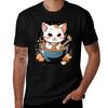 A Kawaii Cat Eating Raunisex Tshirt Work Wear Simple Tee Shirt Tshirt