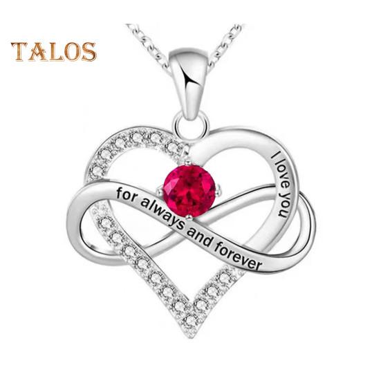 Heart Necklace for Women Romantic I Love You Forever Cubic Zirconia Heart Pendant Necklace for Valentine's Day Anniversary Gift