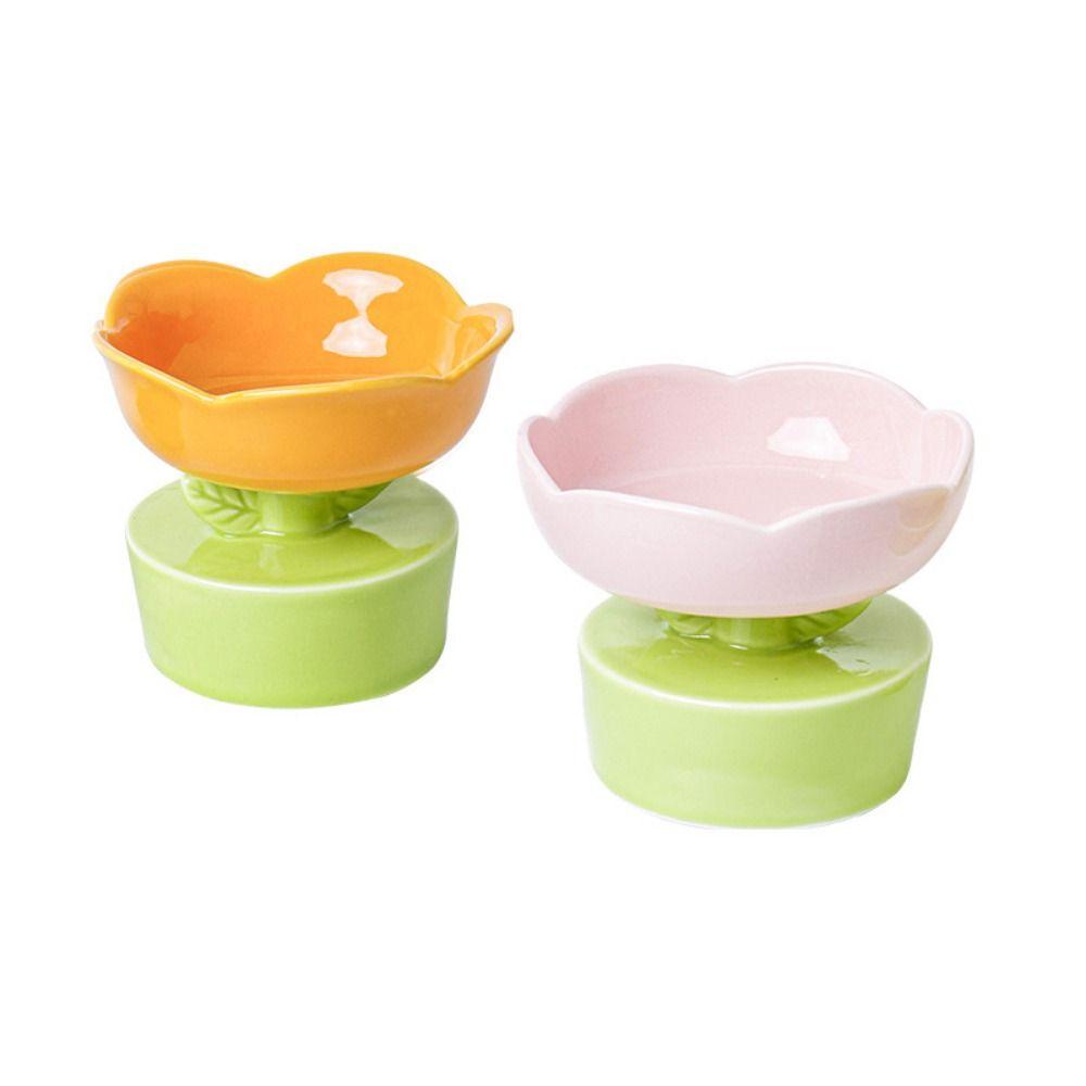 Ceramic Ceramic Cat Water Bowl Smooth Cat Food Bowl Puppy Feeder Flower Shaped Cat Bowl Dogs