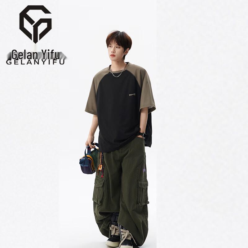 GELANYIFU Men s 2026 Summer Contrast Embroidered T-Shirt 2XL