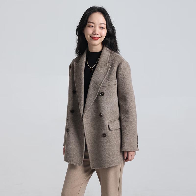 Yiliteng Damen Doppelseitiger Reiner Wollmantel