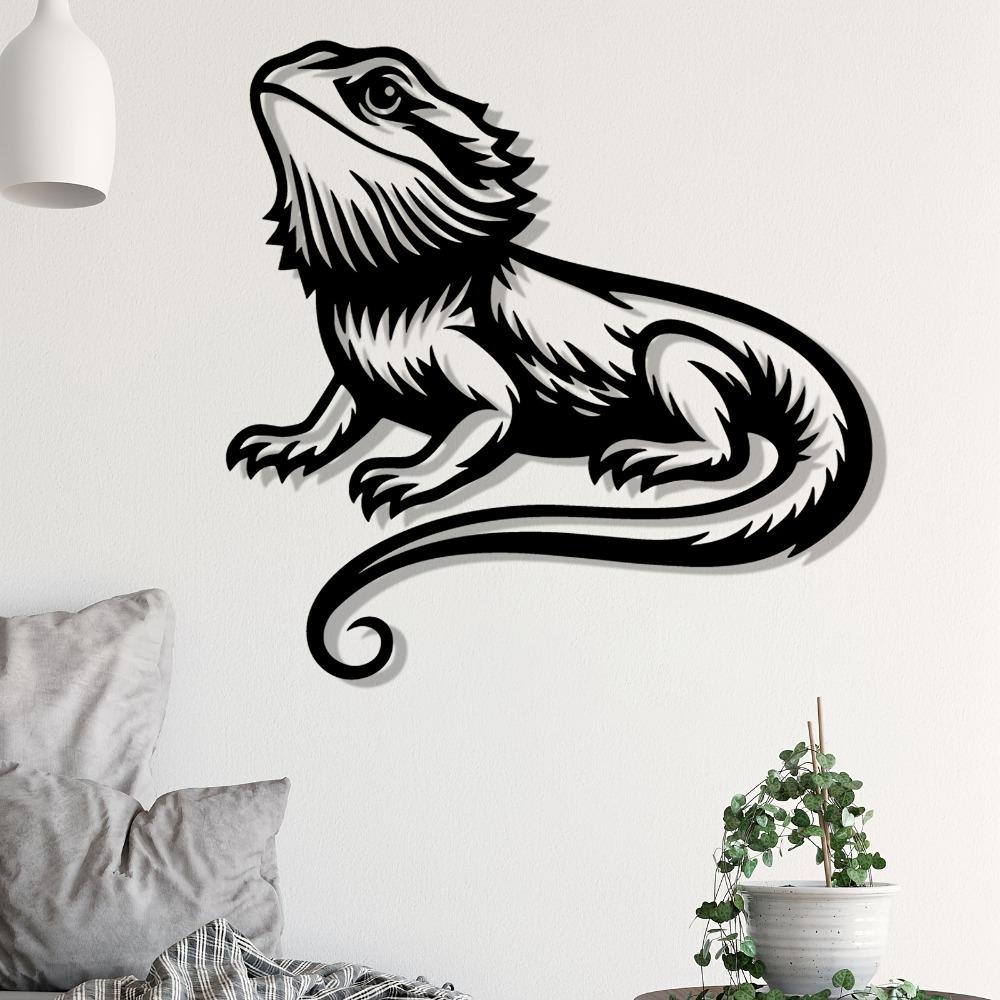 Realistic Bearded Dragon Iron Wall Sculpture Weatherproof Outdoor Art Garden Fence Decor Reptile Lover Gift Halloween Housewarming