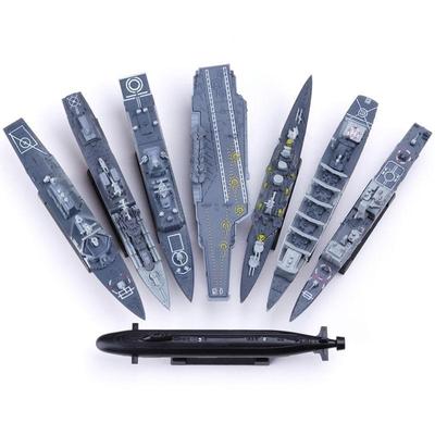 Conjunto de 8 peças Modelo de Quebra-cabeça Montável Construção Submarino Nuclear Simulação Barco Cruzador Destróier Submarino Nuclear Brinquedos Militares para Menino