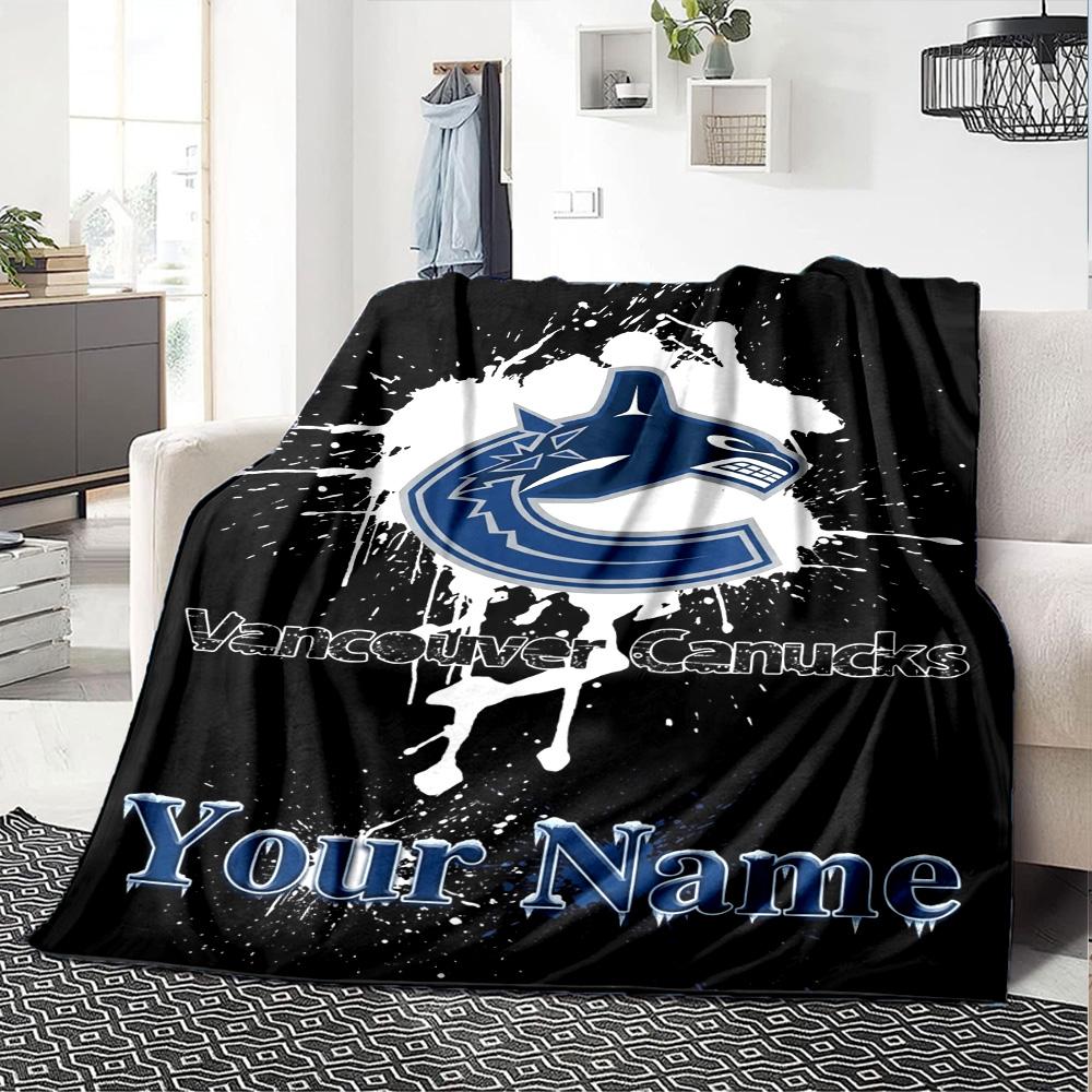 Name Custom Vancouver Canucks Print Flannel Blanket High Quality Warm Comfortable Cover for All Seasons Perfect for Gifts Home Decor