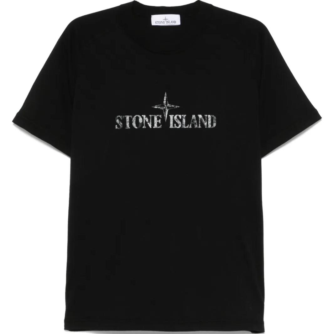 

STONE ISLAND Классический пуловер с логотипом, футболка с коротким рукавом и круглым вырезом, мужская, черная K1S1521000-20S0081-V0029 M