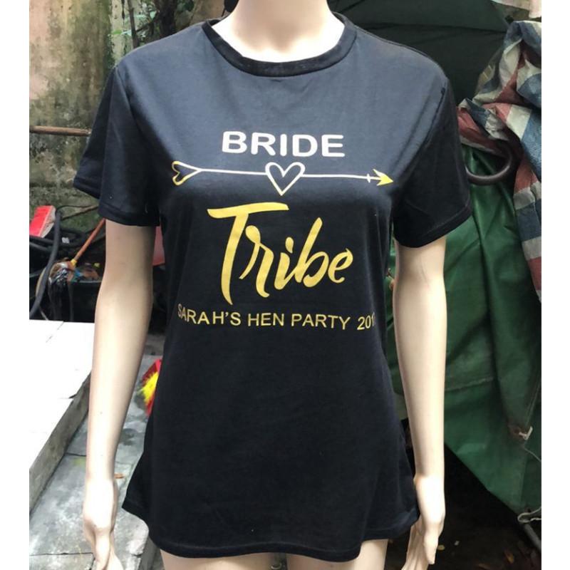 Bride Tribe Letter Print Short Sleeve T Shirt For Women Breathable Fashion Casual Wear