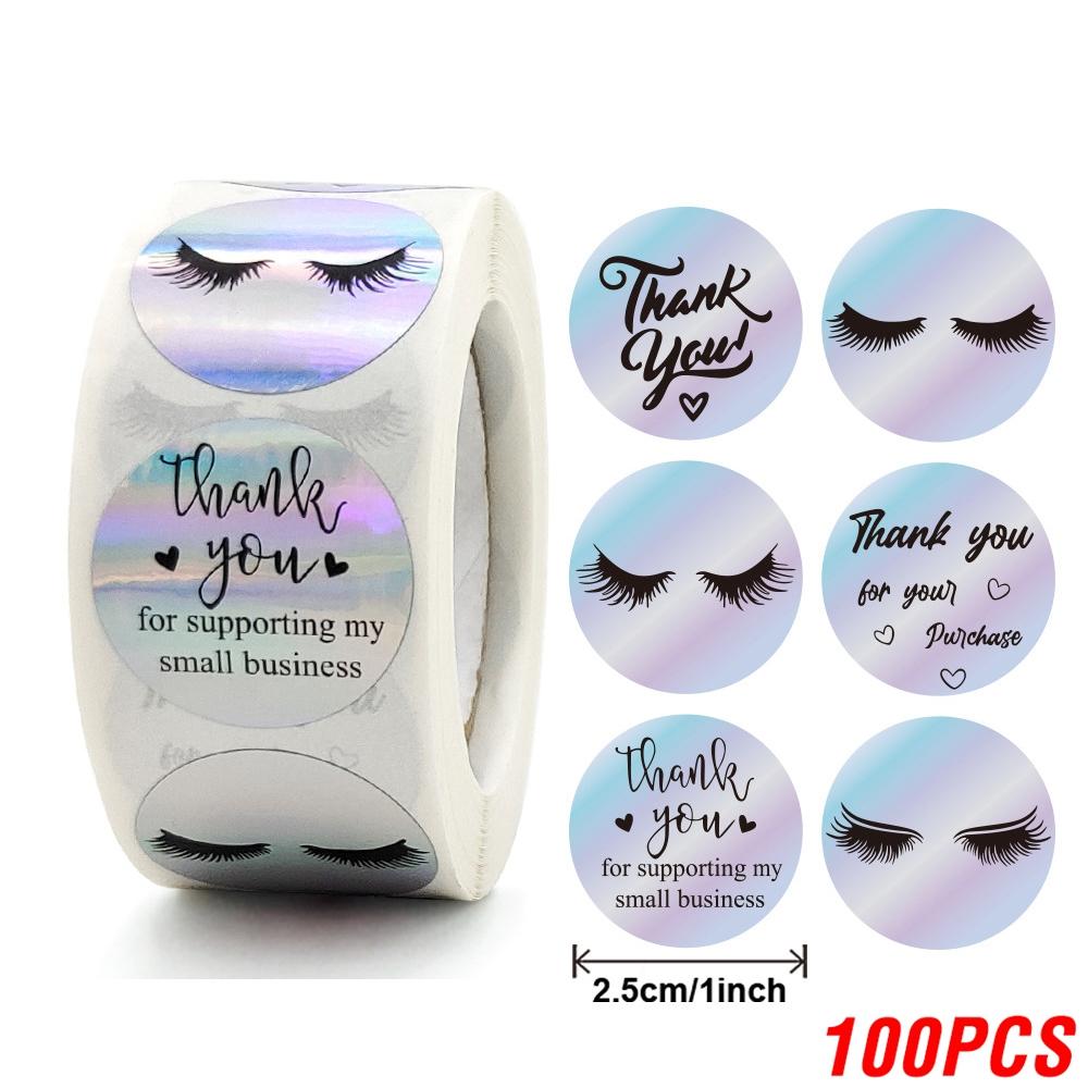 100-500pcs Thank You for supporting my small business Sticker Holographic Laser Stationery Seal Labels Sticker Wrapping Supplies