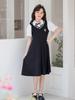 Girls' School Uniform Set with Ruffles, Summer Toddler Girls' College Style Dress Two Piece Outfit