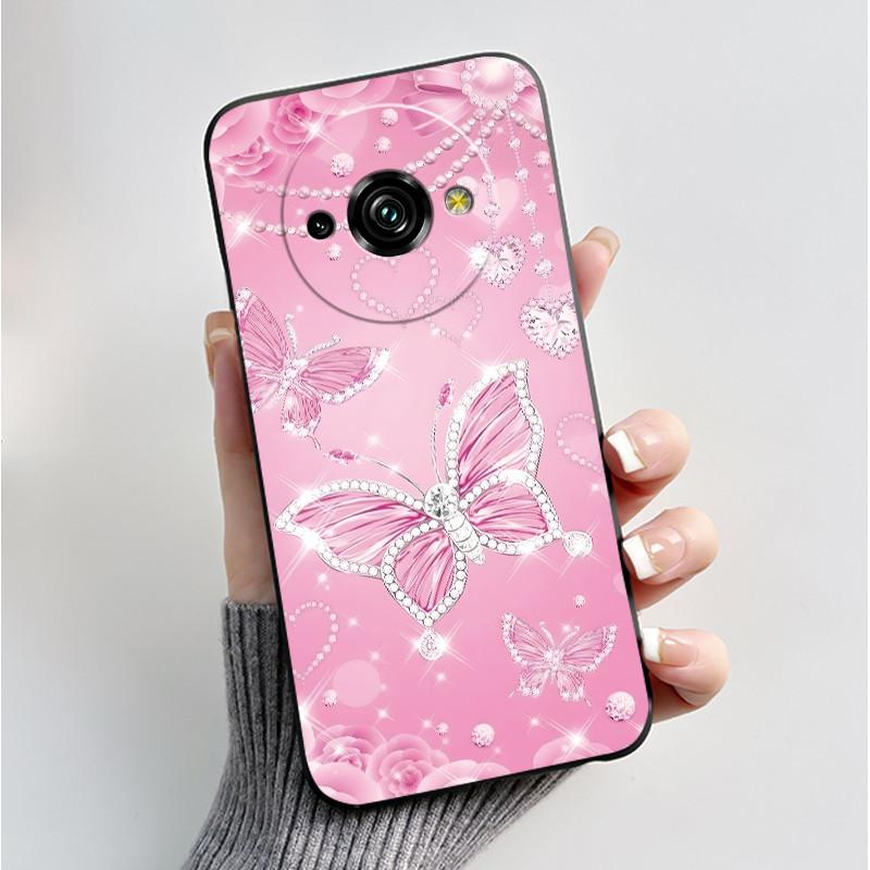 Phone Case For Oukitel C59 Pro Casing Luxury Fashion Butterfly Flower Cellphone Cases Black Jelly Soft Slim Silicone Back Cover
