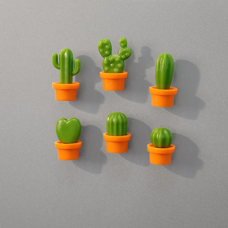 

Creative funny cactus potted plant fridge magnet realistic plant three-dimensional personalized message sticker Fridge Magnets