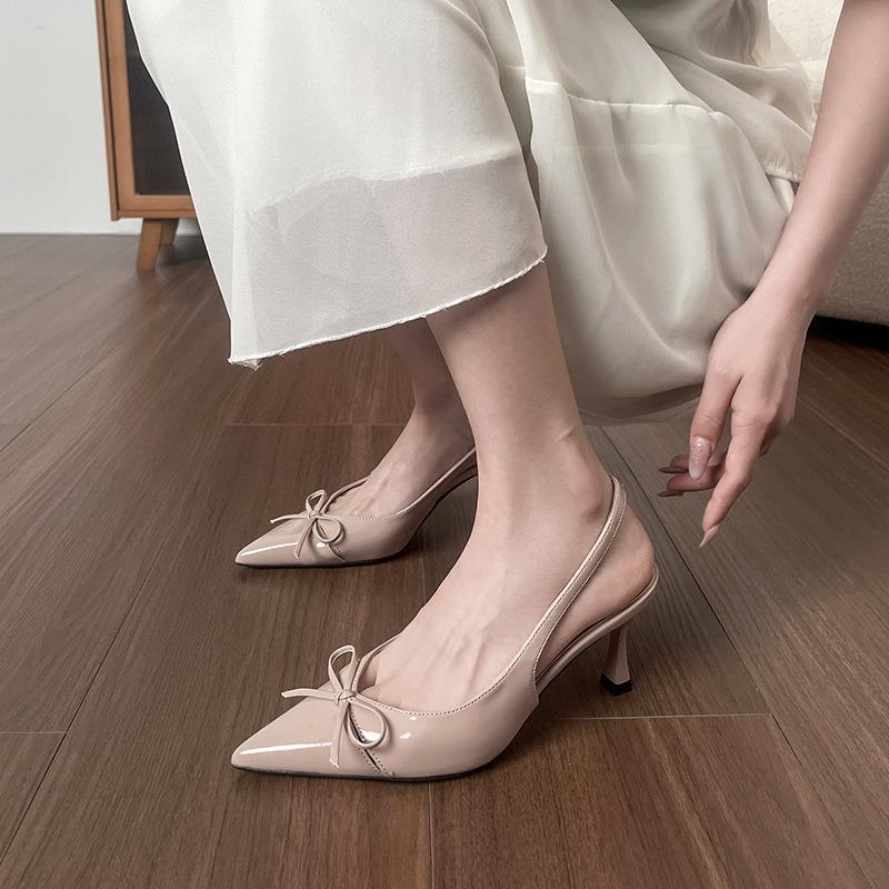 Schafslederversion~ Französische High Heels Tasche Kopf Sandalen Feenschuhe neue Saison Temperament Prominente Nude spitze Einzelne Schuhe