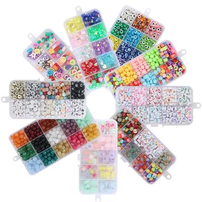 10 Grid Acrylic Beads Kit Alphabet Round Flat Loose Spacer Beads Set DIY Handmade Beaded Crafts Kids Bracelets Necklace Earrings Jewelry