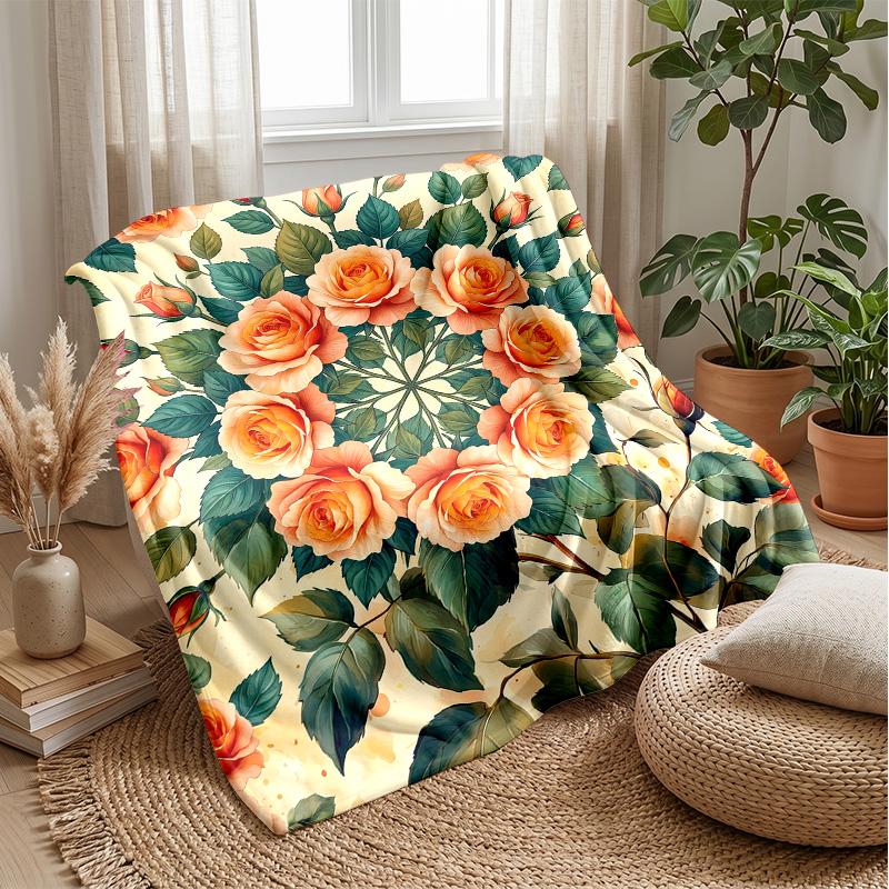 Ocean Mandalas Design Theme Blanket Lightweight Warm Flannel Blanket Decorative Throw Blanket for Home Decoration