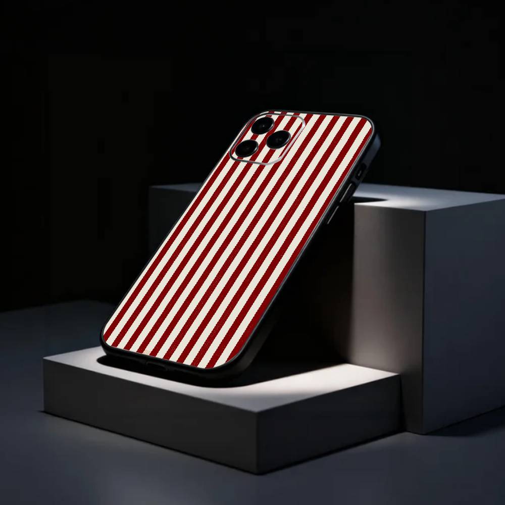 B-Burgundy White Stripe Phone Case Silicone Soft For IPhone 17 16 15 14 13 12 11 X XR Plus Pro Max Plus