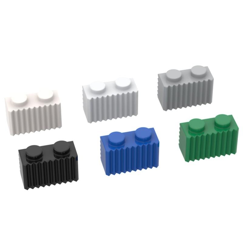 100 Pcs MOC Parts 2877 Brick Modified 1x2 with Grille / Fluted Profile Compatible Brick DIY Building Block Particle Kid Toy Gift